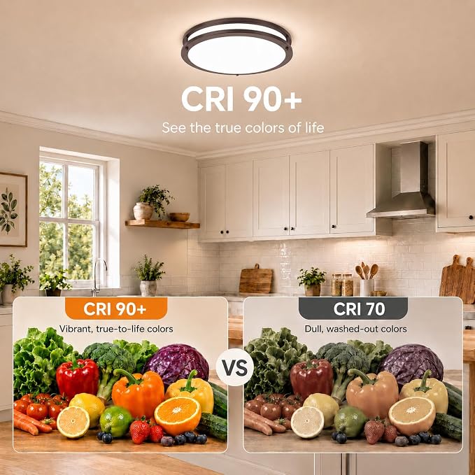 2-Pack 36W LED Ceiling Lights, 12Inch Oil Rubbed Bronze Saturn Flush Mount Light Fixtures 3600LM 2700K/3000K/4000K/5000K/6500K Adjustable, Modern Dimmable Lighting for Hallway Bathroom Kitchen Laundry