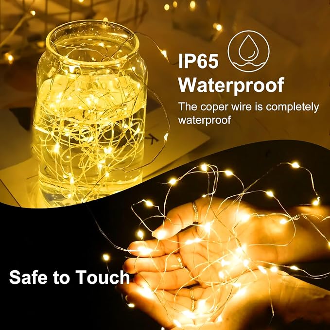 12Pack Fairy Lights Battery Operated, 7ft 20 LED 3 Modes Speed Twinkle Mini String Lights Waterproof Silver Wire Firefly Starry Lights for Mason Jars Wedding Party Christmas Decorations