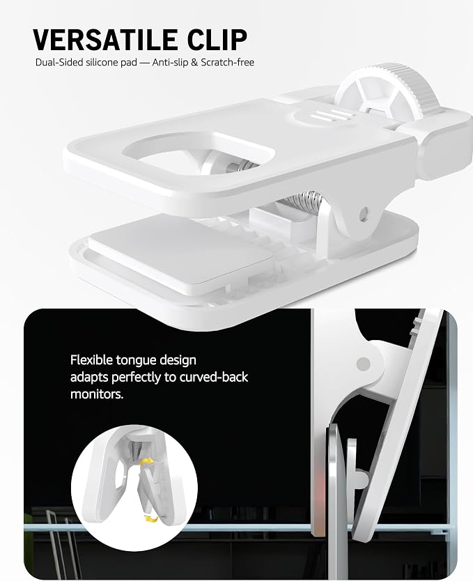 NiceVeedi 3 Color Soft Selfie Light Phone Light with Clip, Portable Edge-lit Ring Light, Rechargeable Video Conference Lighting for iPhone/Selfies/Makeup/Live Streaming/TikTok/Vlog/Zoom/Video Calls