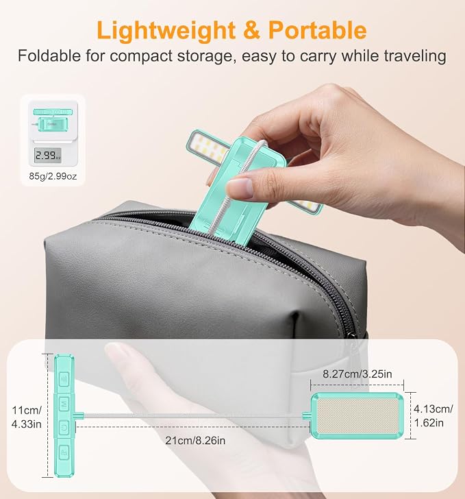 Gritin 2026 Gen 2 Book Light for Reading- 32 Eye Caring Full Spectrum LED | 5 Colors & 5 Brightness, Adjustable Wide/Narrow Beam, Upgrade 1500mAh Long-Lasting Rechargeable Clip on Light-Blue