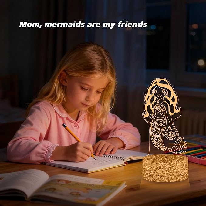 Princess 3D Night Light with Remote - 3 in 1 Interchangeable Acrylic Panels, 16 RGB Colors 4 Modes, USB/Battery(Not Included), Christmas Gift for Girls, Princess Bedroom Decor