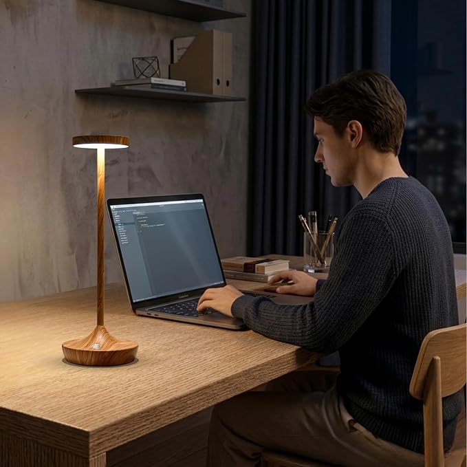 2 Pack Cordless Table Lamps, Rechargeable 6000mAh, 72H Runtime, Waterproof | Stepless Touch Dimming with 3 Color Modes & Memory Function, Portable for Outdoor/Patio/Restaurant. (Bamboo Pattern)