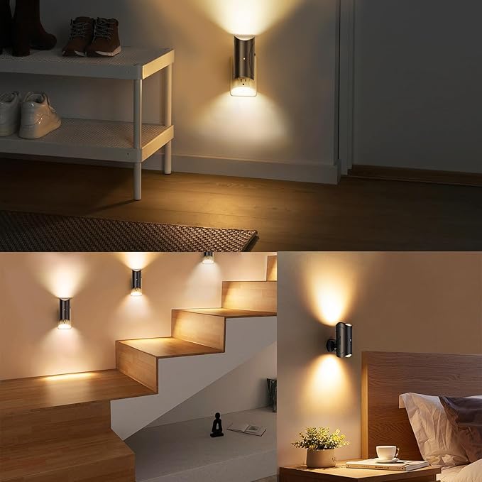 Aora Night Light, Plug-in Wall Mount with Dusk to Dawn Sensor, Set of 2, Black
