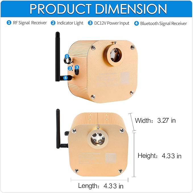 16W Twinkle Fiber Optic Light Box, Bluetooth App/RF Remote Control for Starlight Headliner, Car Plug & Power Adapter, PG Connector & 3 Drill Bits