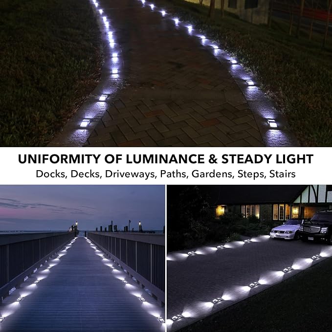 AGPTEK Solar Driveway Light 1 Pack, Outdoor Deck Dock Marine Waterproof | LED Solar Powered Driveway Marker Lights for Warning Step, Sidewalk, Pathway, Garden, Yard (White Light)