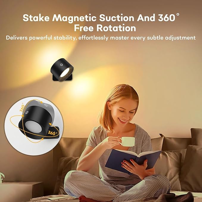 Lightess Battery Operated Wall Sconce Black, Remote Control, Set of 2 | 5000mAh Rechargeable, 19 Colors Dimmable, Stick on Wall Lights for Hallway, Bedroom, Living Room