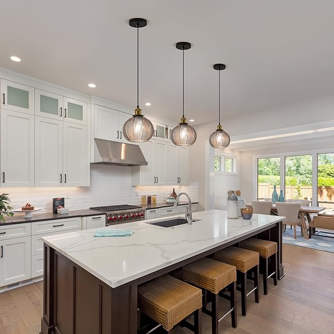7.8in Vintage Pendant Light 1- Light Kitchen Sink Pendant Lights with Smoke Gray Hand Blown Glass Small Hanging Lamp for Kitchen Island Dining Room Bedroom Bathroom Hallway E26