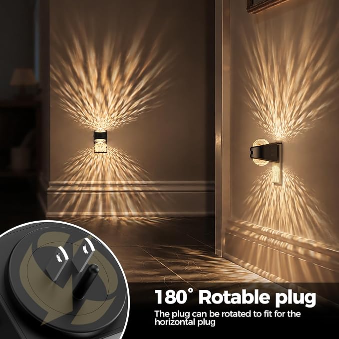 Motion Sensor Night Light Projector Dimmable Warm White Rotatable | night lights plug into wall dimming, dusk to dawn & motion sensor, 180°rotatable, 3000K bedroom hallway bathroom home decor