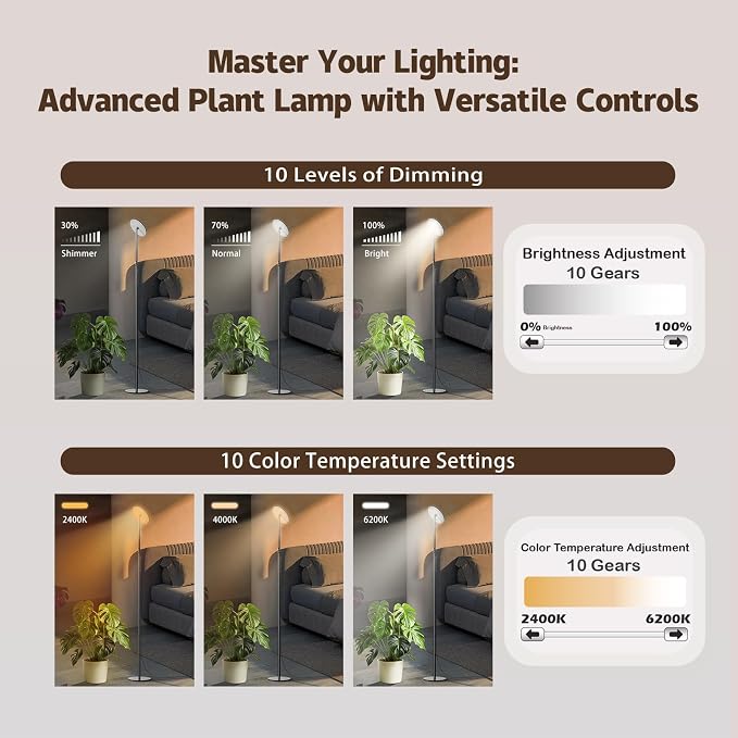 Grow Light for Indoor Plants 60W Full Spectrum LED, 85'' Adjustable Standing Plant Light, Tall Grow Light with Timer & 10-Level Dimmable, Ideal for Large Plants & Indoor Trees