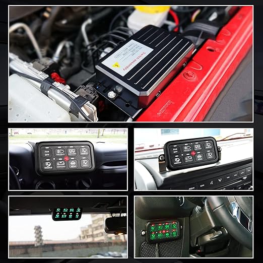 8 Gang Switch Panel, Niking Auto On-Off LED Car Switch Panel Circuit Control Relay System Box Universal Slim Touch Panel Waterproof for Truck Boat ATV UTV SUV Caravan Marine Can-Am