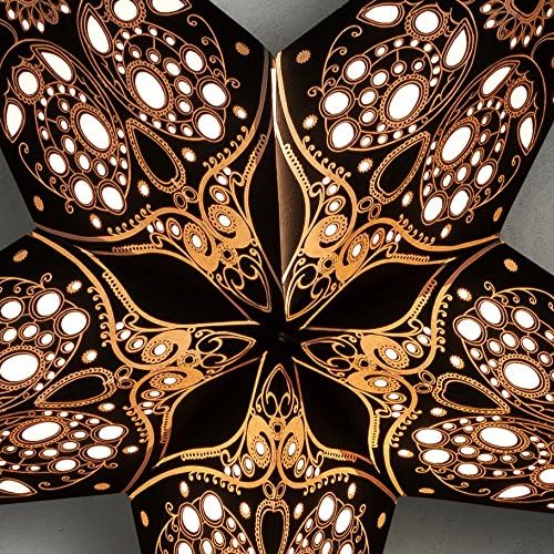 GalaxyArts Paper Star Lantern, 24 Inch Maharani Black 3D Light-Up 5-Point Hanging Lamp, Handcrafted Hollow Out Decoration for Christmas, Weddings, Birthday, Parties, Indoor Outdoor Holiday Home Décor