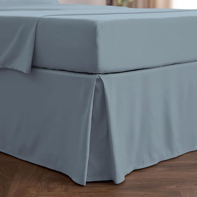Mellanni Bed Skirt Twin Size - Tailored Drop Bed Skirting | 15-Inch Pleated Dust Ruffle - Hotel Luxury Bedding - Wrinkle, Fade, Stain Resistant - 1 Bedskirt (Twin, Blue Hydrangea)