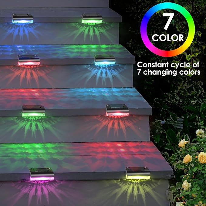 Mancra Solar Step Lights Outdoor, Solar Deck Lights Waterproof Outdoor Lighting for Patio Fence Stairs Post Railing Yard and Garden (Color Changing, 24 Pack)