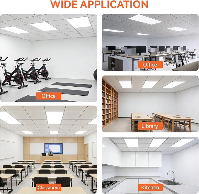 OKQ 2x4 LED Flat Panel Light Drop Ceiling Office Shop Commercial Warehouse Fixture, 5 CCT 3000K-6500K Adjustable & 5 Wattage Selectable,6000Lm 0-10V Dimmable, ETL Listed (4Pack)