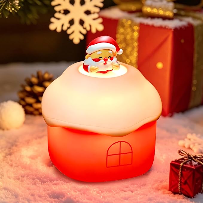 Dylviw Snow Hut Silicone Night Light, Kids Bedside Lamp with 7 Fun Sound Effects, Touch Dimming, 30-Min Auto-Off Timer, Volume Control, 1000mAh Battery, Toddler Bedroom Essential, Birthday Surprise