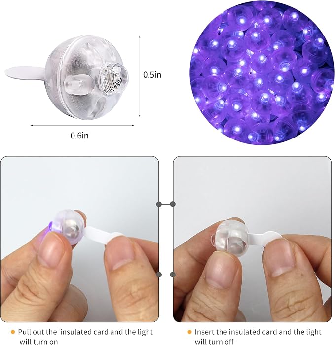 Aogist 200Pcs Purple Balloon Lights with Hook,Long Standby Time,Waterproof Mini Light for Birthday Party Wedding Christmas Halloween Easter Decorative (Flash)