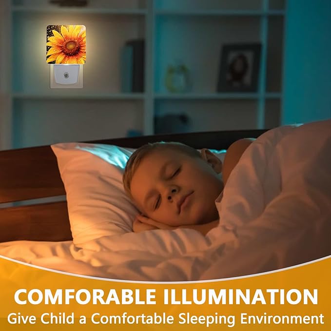 Sunflower Raindrops Night Light, Plug-into Nightlight White LED Lamp, Energy Efficient Decor Desk Lamp for Bedroom Hallway Stairs Bathroom