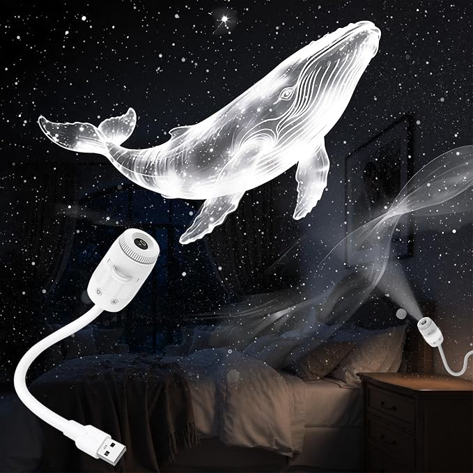 5D Holographic Night Light Projector | USB Mini Galaxy Light 6-Color Dimmable Night Light for Bedroom Ceiling Car