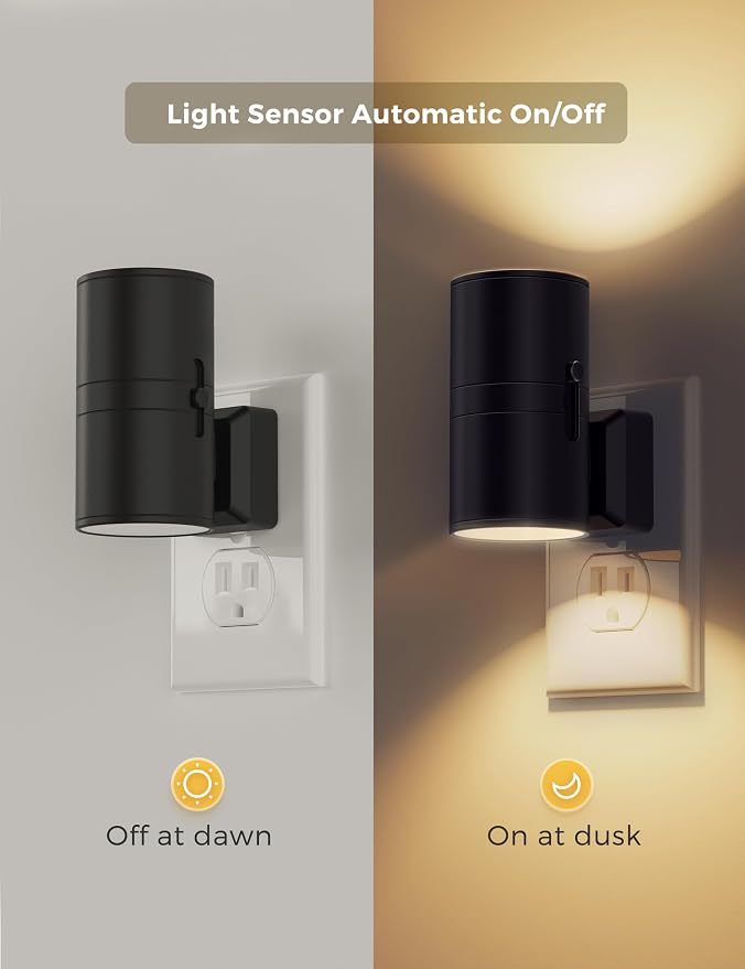 L LOHAS LED Night Light Plug in, Night Lights Plug into Wall, Soft White | Dusk to Dawn Sensor, 0-100LM Adjustable Brightness, Modern, Dimmable Night Lights for Hallway Bedroom Stairway, 2 Pack