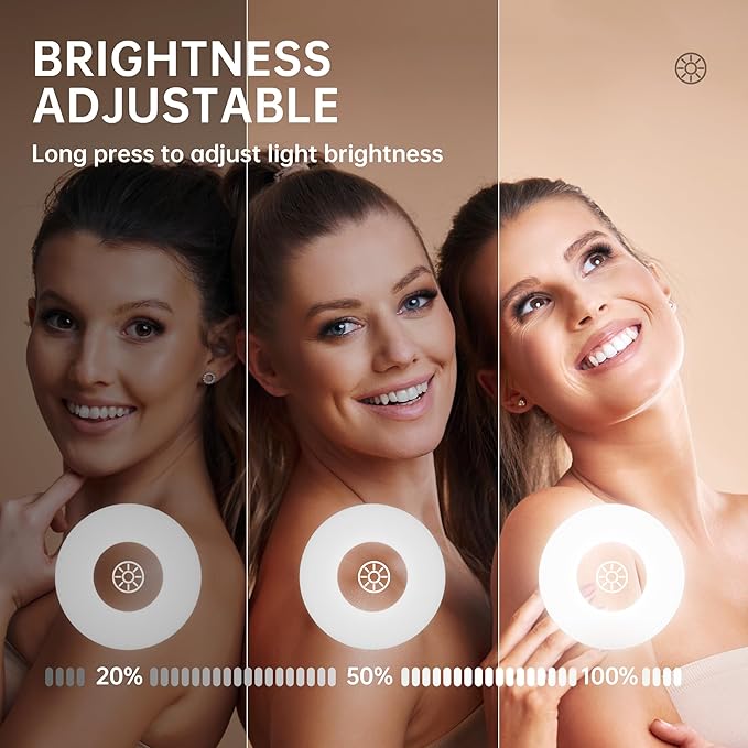 Hasipu Vanity Mirror with Lights and Bluetooth Speaker, 13.8"× 18" Arched LED Makeup Mirror, Lighted Makeup Mirror with Lights, Smart Touch Control Dimmable 3 Modes Light 360°Rotation White