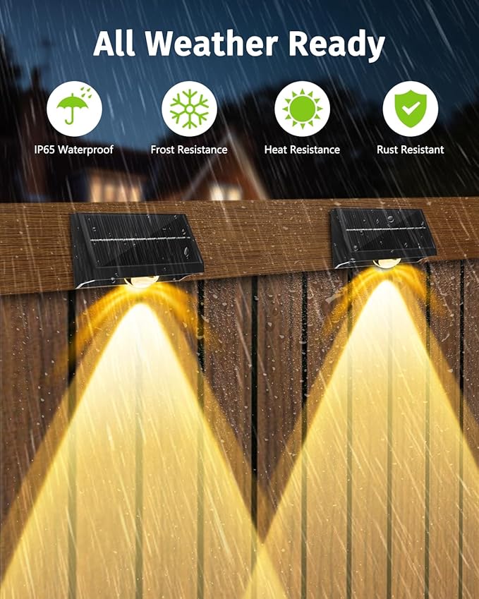 Solar Fence Lights Outdoor Waterproof High Brightness LED Spot Lens Deck Lights 7 Mode Warm & Cool White RGB Solar Powered Wall Lighting Decor for Outside Patio Step Backyard Railing Pool - 16 Pack