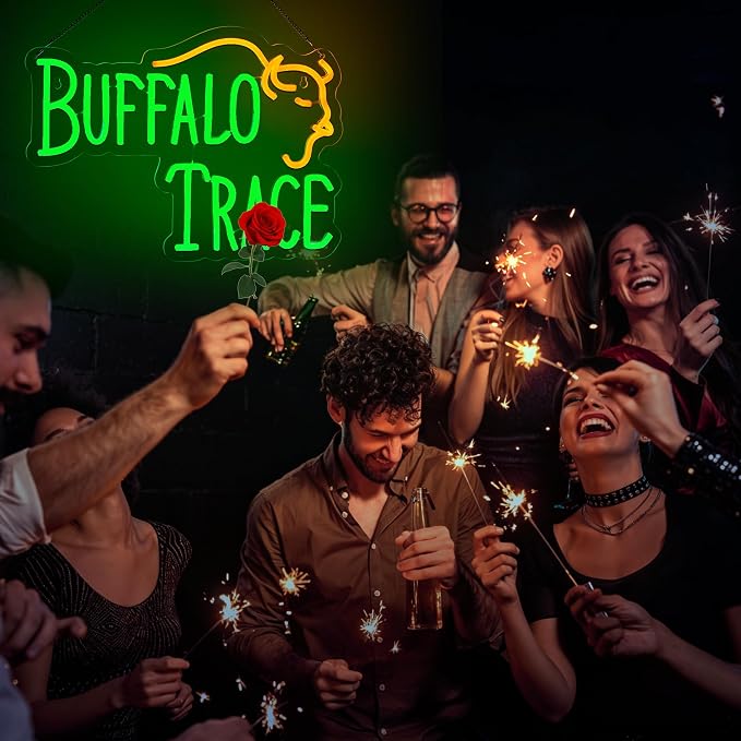 Whiskey Neon Sign for Bar Wall Decor, Buffalo Whiskey Dimmable Light Up Bar Signs for Man Cave Room Decor Bar Shop Pub Bistro Party Hotel Game Room Decor Gifts, USB Powered