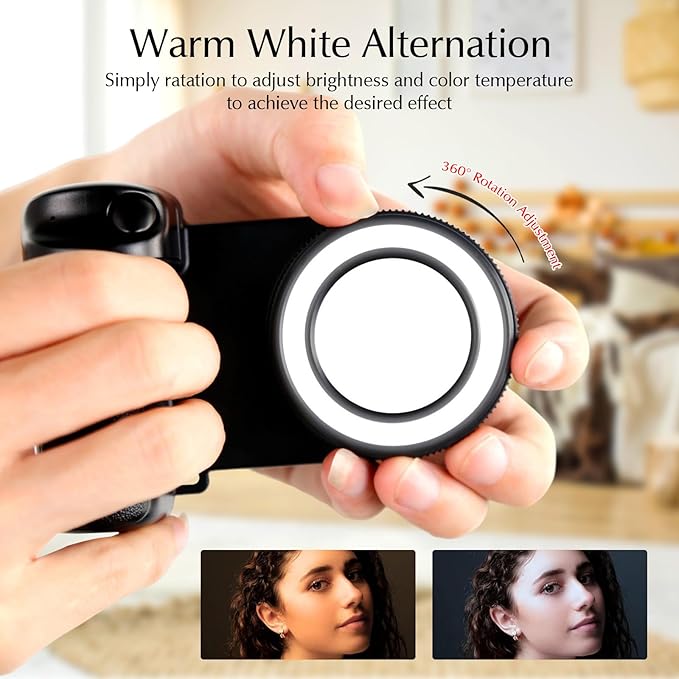 Magnetic Selfie Ring Light, Rechargeable LED Fill Light with a Mirror for iPhone, Wireless Bluetooth Remote Control for Video Vlog Photo Shooting Acccessory Compatible with Magsafe