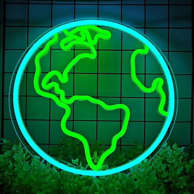 Earth Neon Sign Planet Led Signs for Classroom Dimmable Earth Science Classroom Decor World Neon Light Sign For Bedroom Wall Decor Great Gift for Kids Students