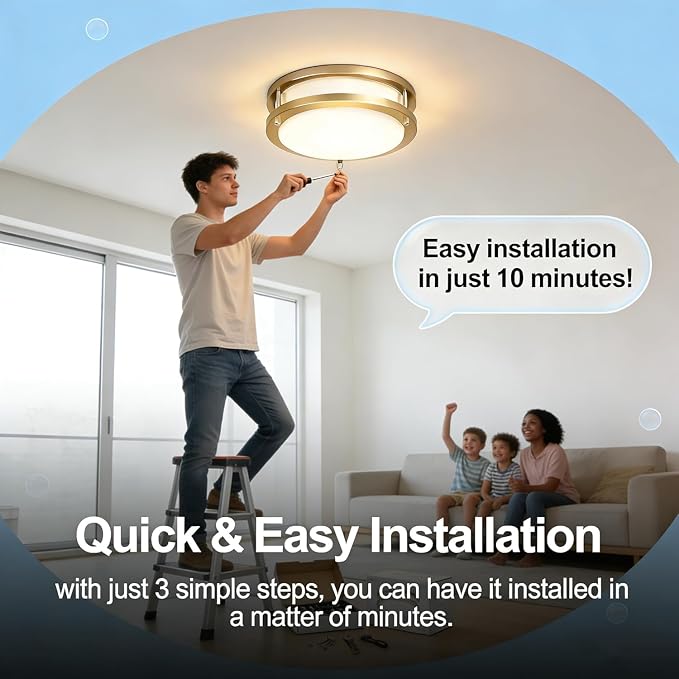 Drosbey 42W Dimmable LED Ceiling Light Fixture, Flush Mount Light Fixture for Kitchen, Bathroom, Bedroom, Garage, 4200 Lumens, 500W Equivalent, Daylight 5000K, Brushed Nickel