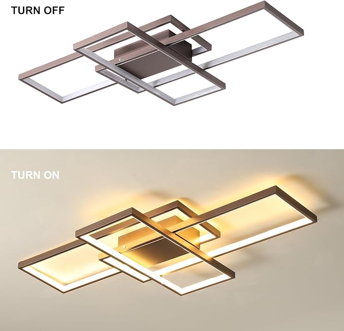 GEADI 35.4" Modern LED Ceiling Light, Dimmable Flush Mount with Remote | Bronze Geometric Ceiling Lamp, Low Profile Color Changing Light for Living Room, Bedroom, Dining Room and Kitchen