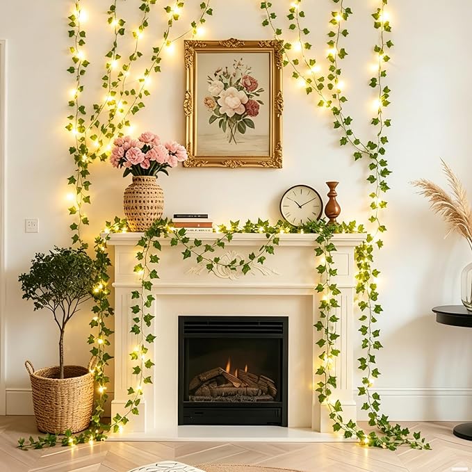 9.8Ft x 6.5Ft 200LED Vines Fairy Lights with Remote,Artificial Plant Fake Ivy Curtain String Light For Home Bedroom Living Room wall Wedding Christmas Party Office Coffee Farmhouse Dorm outdoor Decor