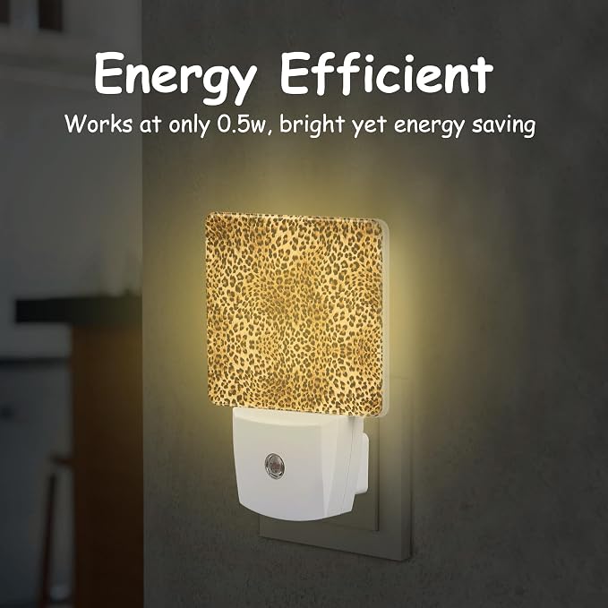 Plug Night Light,Leopard Skin Night Light Lamp Auto Sensor Energy Efficient Dusk to Dawn Lights for Girls Boys Women Room Decor,Hallway,Kitchen,Bathroom,Nursery,Stairs