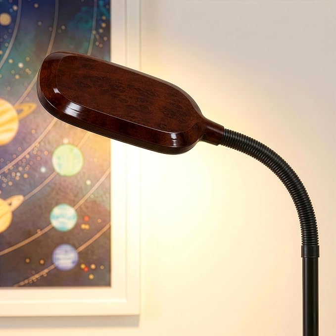 Brightech Litespan - Bright LED Floor Reading Lamp for Over Chair Crafts and Reading, Estheticians' Light for Lash Extensions, Adjustable Standing Lamp for Living Room, Bedroom, Office - Havana Brown