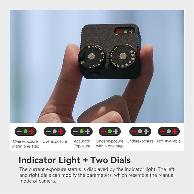 TTARTISAN Light Meter II, Adjustable ISO Aperture and Shutter Speed with Cold Shoe Lightmeter for Film Camera Light Meter Photography (Black)