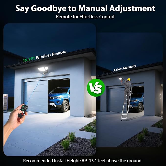 iMaihom 65W Outdoor Motion Sensor Light, Hardwired LED Security Flood Light | 6500LM, 6500K, Remote Control, Dusk to Dawn Mode, Dimming, IP65 Waterproof Floodlight for Garage, Driveway, Porch, 2 Pack