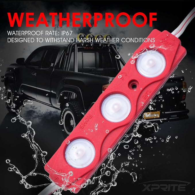 Xprite Red LED Truck Bed Light Kits Rock Lights with On/Off Switch, for Pickup Footwells, Running Boards, Cargo, Under Car, Tonneau Cover, Rail Lighting