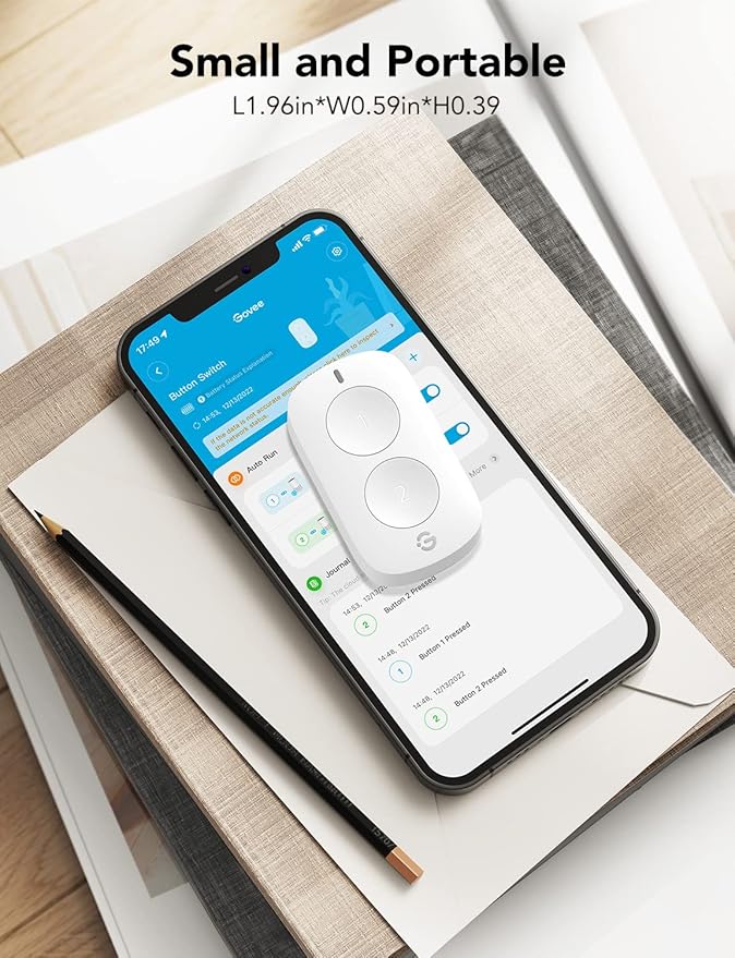 GoveeLife Smart Mini Double Button Switch, Group Control Multiple Devices, Versatile Wireless Control Button, Battery Powered, Supports Most GoveeLife Smart Products