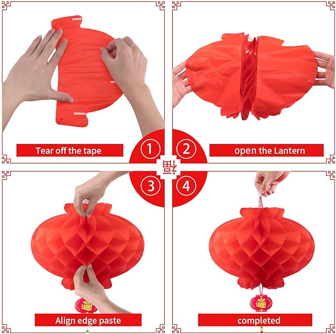 10 Inch Red Paper Lanterns Chinese Lanterns Festival Decorations for Home, Wedding and Restaurant(Set of 10)