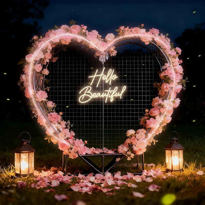 Hello Beautiful Neon Sign for Wall Decor, Warm White LED Neon Light | Dimmable Gorgeous Girl Neon Light for Bedroom Salon Wedding Party Boutique Lash Room Beauty Room Wall Decor Gifts for Girls