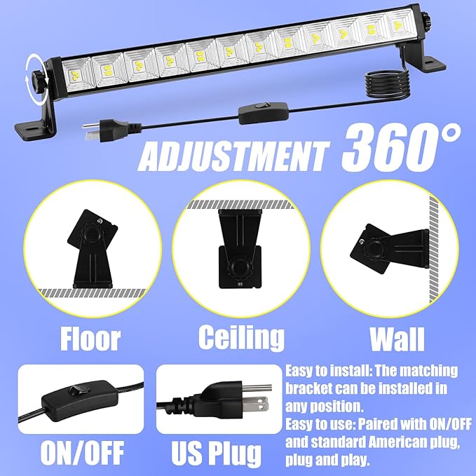 40W LED Shop Lights, 4800LM 6500K Shop Light Bar with 6.6ft Cord/Plug/Switch, Daylight White Work Light for Garage Workshop Warehouse Basement Workbench Carport Indoor(6 Pack)