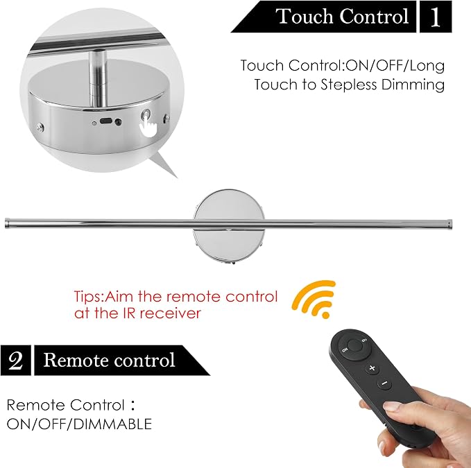 KARTOOSH Battery Operated Wall Sconces Set of Two Wireless Wall Lights | Rechargeable Wall Sconce with Remote 350°Rotate Dimmable 3000K LED Wall Lamp for Living Room, Bedroom