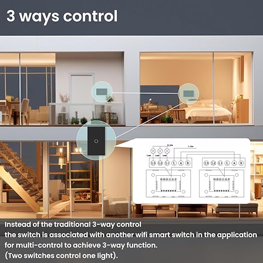 WiFi Smart Light Switch,1-Button Single Gang 2.4GHz Wi-Fi Touch Switch, Neutral Wire Required,Work with Smart Life/Tuya App and Alexa,Black