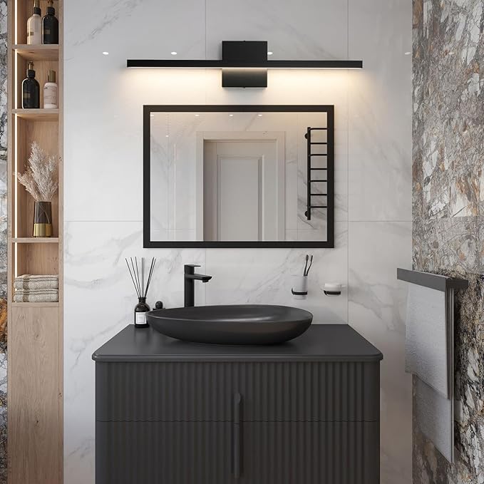 Black Vanity Light Fixtures for Bathroom - 23.6 inch Dimmable Modern Bathroom Light Fixture Over Mirror 5CCT Adjustable Wall Sconce Lighting Fixture LED Vanity Lights Bar