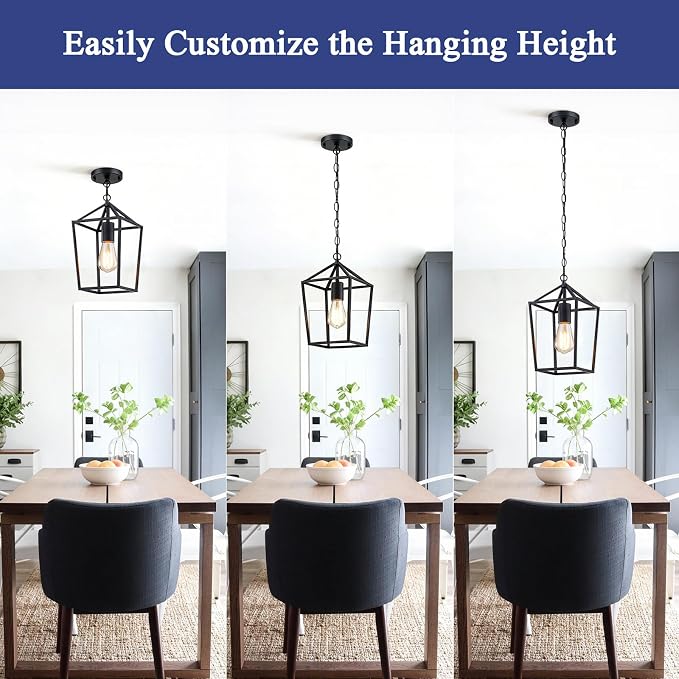 Sheetea 2 Pack Pendant Lights Kitchen Island, Modern Black Light Fixtures | Farmhouse Design, Ceiling Hanging Height Adjustable, Durable Metal, Quick & Easy Installation, Small Pendant Lighting