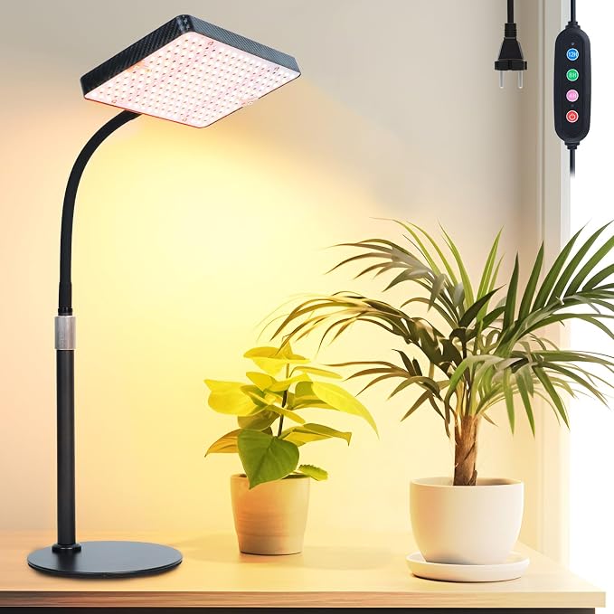 Tabletop Grow Lights for Indoor Plants 25 Watt, Bright Natural Sunlight Full Spectrum Plant Growing Lamps for Houseplants & Bonsai, 4/8/12/16/20H Timer Plant Light Auto On/Off Everyday