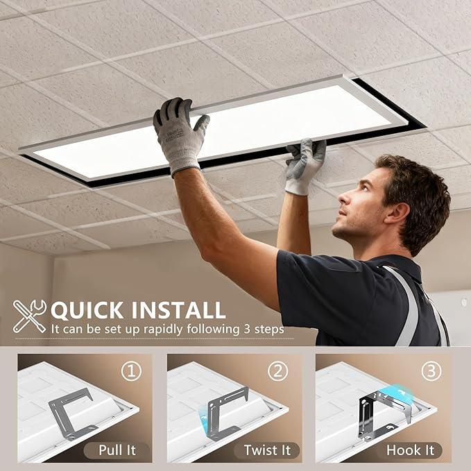 1x4 Backlit LED Panel Light,5 Wattage 20W/25W/30W/35W/40W-Up to 6000Lumens,3 CCT Tunable 3500K/4000K/5000K,ETL&DLC Certified for Office Commercial Drop Ceiling 6 Pack