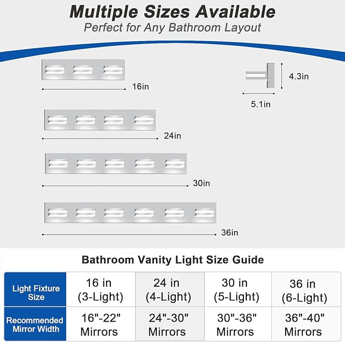 IZORRO LED Modern Bathroom Lights Fixtures(4-Light,Dimmable),Chrome Acrylic Wall Lighting,Vanity Lights for Bathroom Over Mirror - 6000k 24In （No Assembly Required）