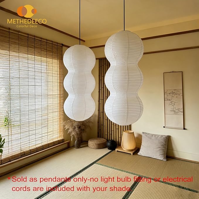 2PCS Foldable 3 tiered Paper Pendant Lampshade Size of 27inch,White handmade Hanging Paper Lamp Shade,Minimalist Boho ceiliing light lamp for kids room,living room,bedroom,kitchen Decor