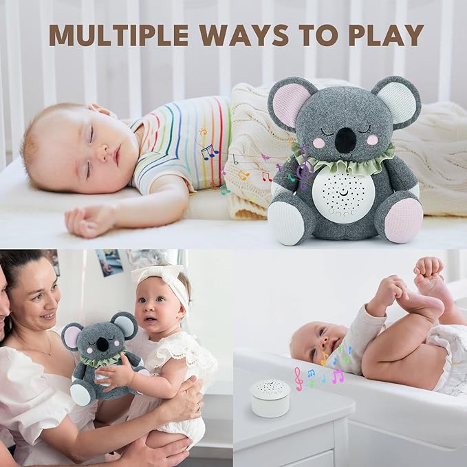 Baby Sleep Soother Bedtime Koala with Night Light Star Projector, Soft Cotton Stuffed Animal Toys for Boys Girls, Lullaby Music, White Noise for Newborn Shower Gifts