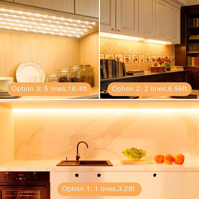 DAYBETTER Under Cabinet Lighting Kit,8 PCS White LED Strip Lights with APP | Dimmable,2700K-6500K Dual-Color Warm White,Timing,24V Adapter,Under Cabinet LED Lights for Bedroom,Kitchen,Counter,13.2ft